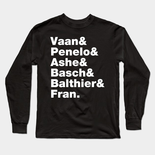 Final Fantasy 12 Characters (White Text) Long Sleeve T-Shirt by inotyler